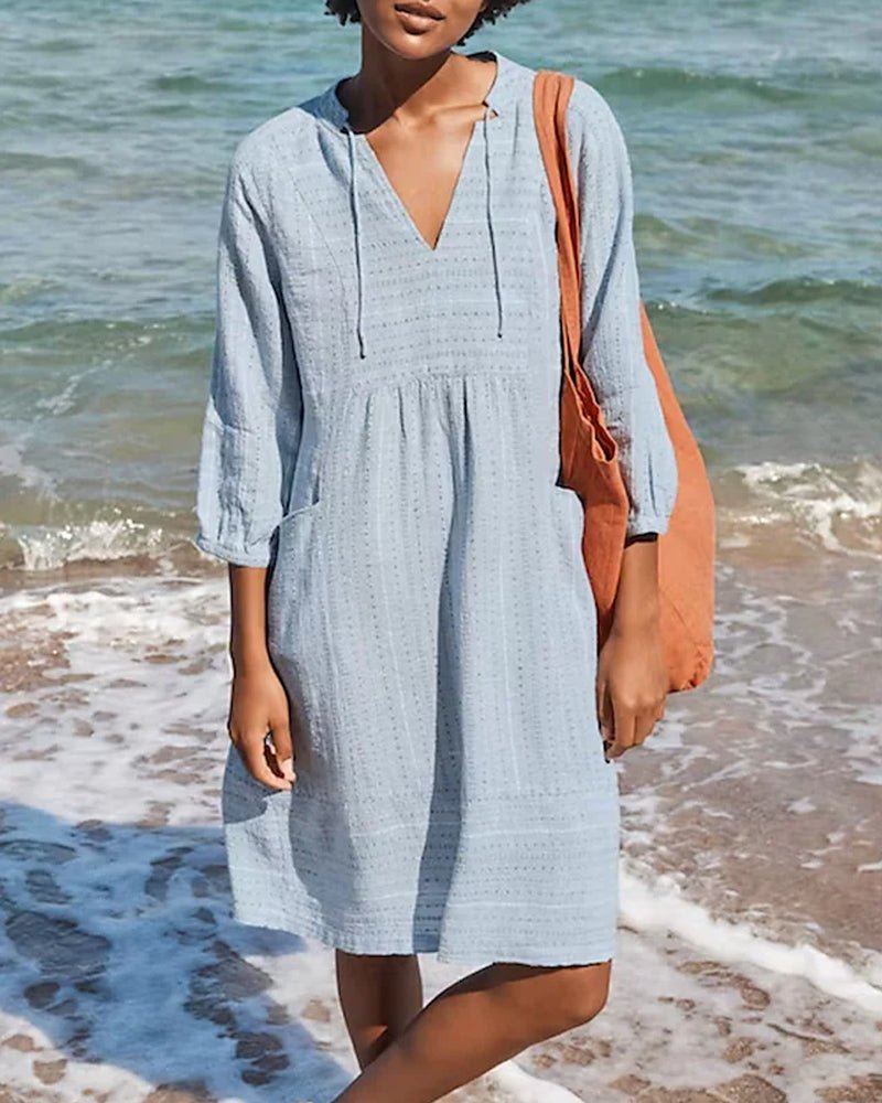 Alice – Robe d'été bohème en coton, fluide et confortable avec col en V