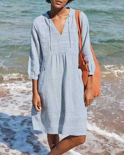 Alice – Robe d'été bohème en coton, fluide et confortable avec col en V