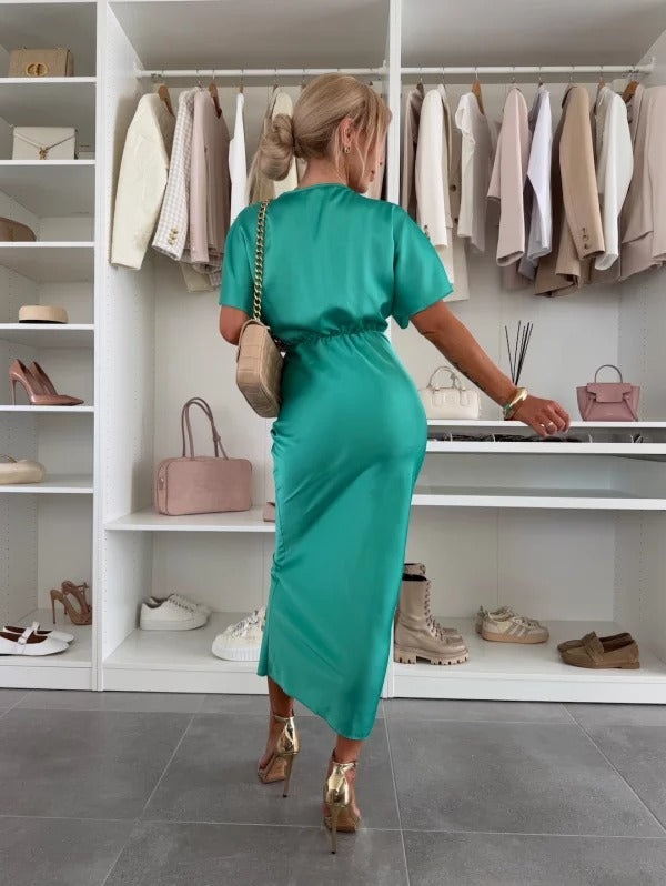 Robe longue moulante en satin