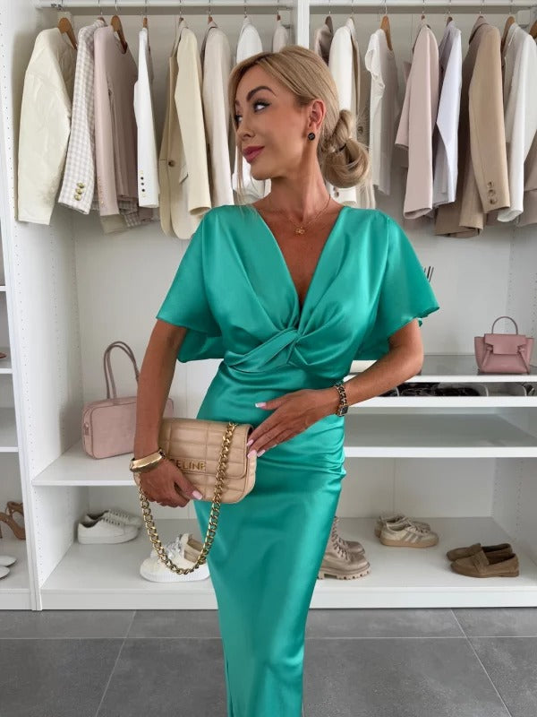 Robe longue moulante en satin