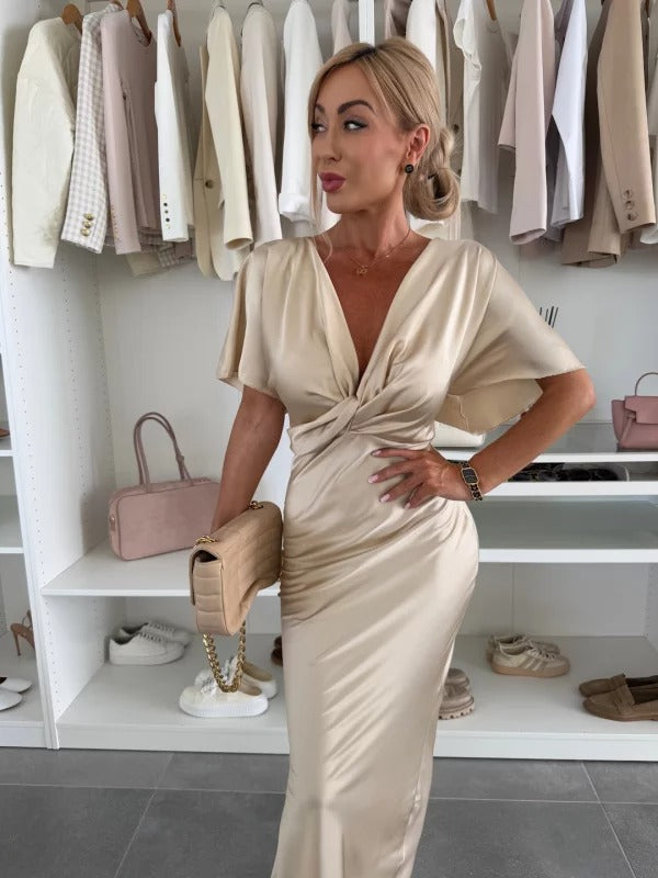 Robe longue moulante en satin