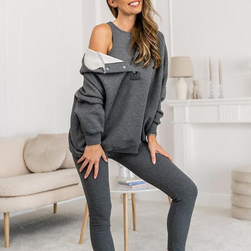 Sweat-shirt d'automne à capuche confortable et décontracté pour femme