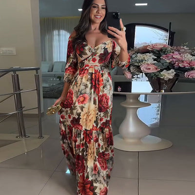 Adriana™ | Robe Plissée Florale Élégante